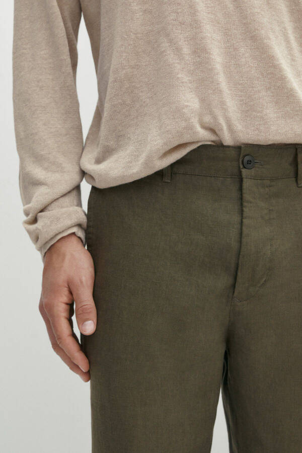 100% linen, tapered fit trousers. - 4