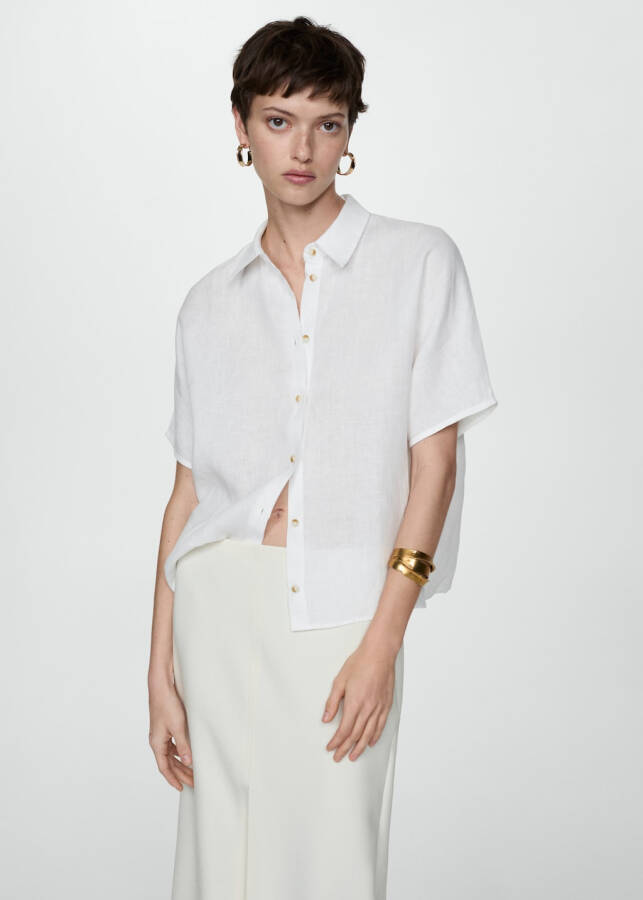 100% linen white shirt - 8