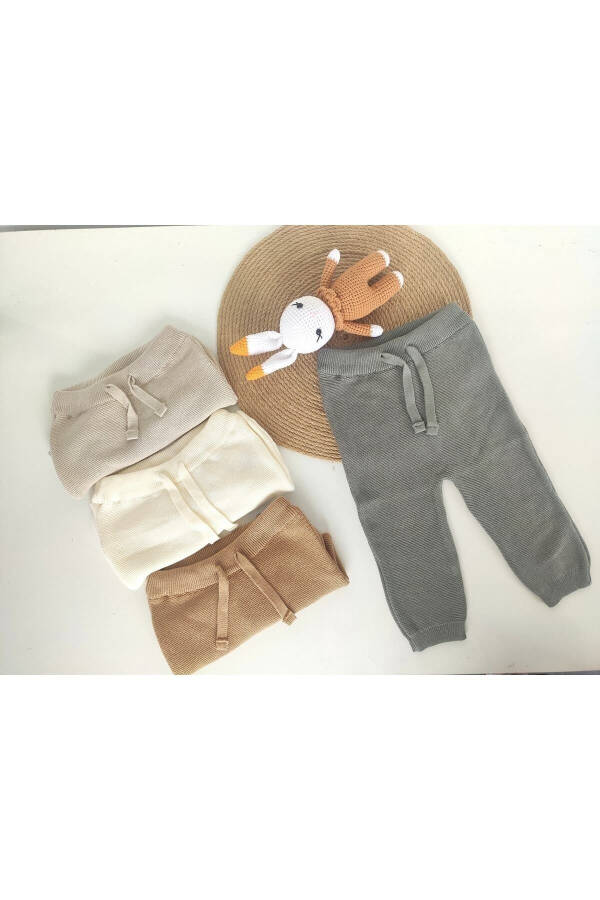 100% Organic Cotton Unisex Baby Knit Pants Knit Sweatpants - 1