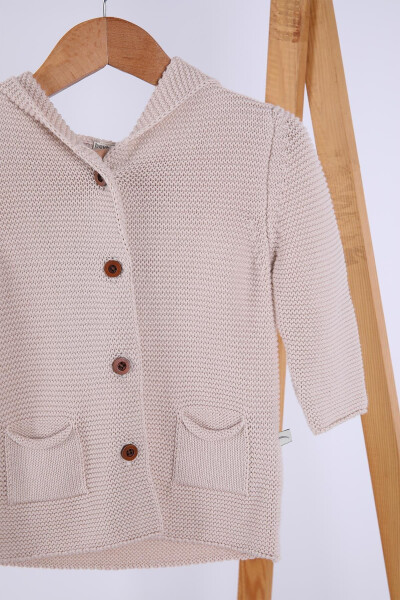 100% Organic Knit Baby Boy Girl Hooded Cardigan - 9