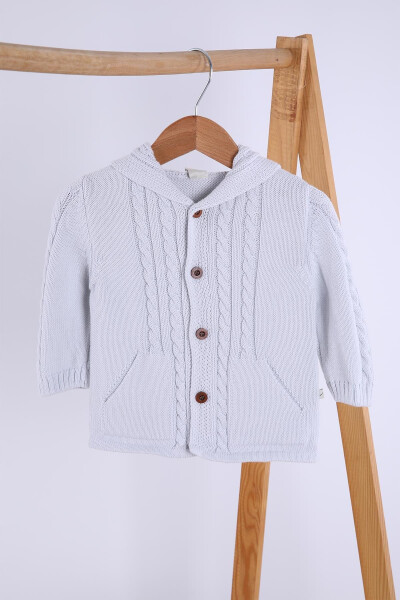 100% Organic Knit Hooded Jacket for Girls Boys Baby Kids 6001 - 2