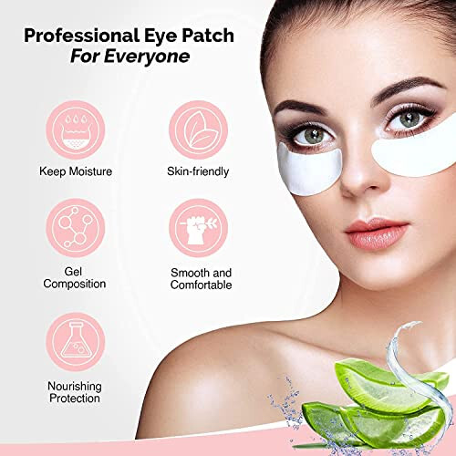 100 Pairs GreenLife Natural Hydrogel Eye Gel Pads - Collagen and Aloe Vera Patches for Under Eyes - Eyelash Extension Kit - 3