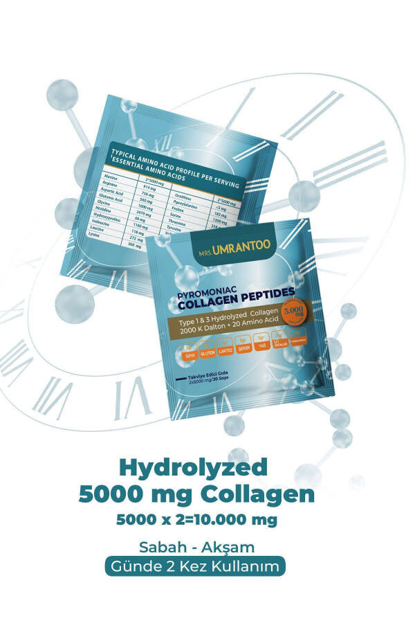 100% Pure and Hydrolyzed Collagen 30 Sachets Type 1 and Type 3 - 6