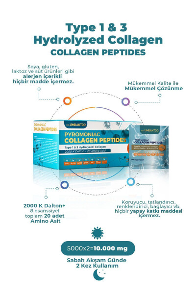 100% Pure and Hydrolyzed Collagen 30 Sachets Type 1 and Type 3 - 7