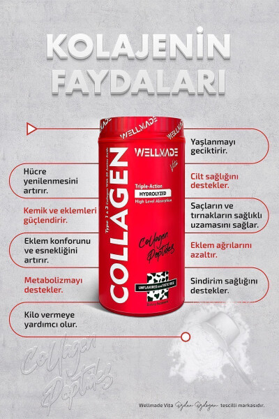 %100 Saf Kolajen Peptit 20 Aminoasit İçeren Takviye Edici Gıda - 500gr (50 günlük) - 9