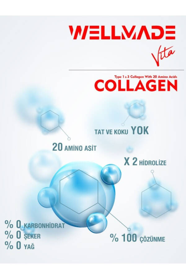 %100 Saf Kolajen Peptit 20 Aminoasit İçeren Takviye Edici Gıda - 500gr (50 günlük) - 18