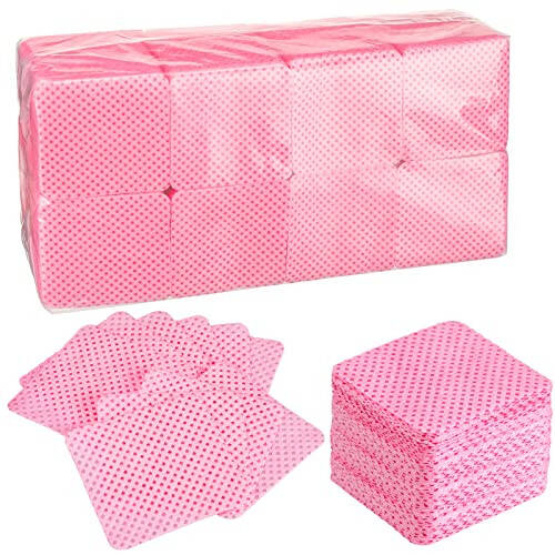 1000 Pieces Eyelash Extension Glue Wipes Eyelash Glue Cleaner Non Woven Fabric Glue Wipes Lash Supplies Accessories Tools for Eyelash Extension Glue and Nail Polish Bottle (Rose Red) - 1