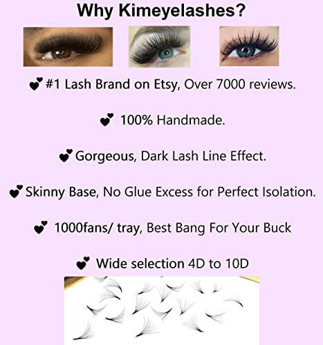 1000 Premade volume fans Mixed lengths 9-16mm loose Fans C, D Curl. Handmade eyelash extensions supplies Russian volume lash promade fan 4D 5D 6D 7D 8D 9D 10D (Curl C, 5D - 0.07) - 2