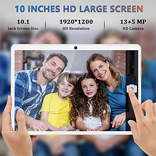 10.1 İnç Android 12 Tablet, 2024 En Son Güncelleme, Sekiz Çekirdekli İşlemci, 64GB Depolama, Çift 13MP+5MP Kamera, WiFi, Bluetooth, GPS, 512GB Genişletme Desteği, IPS Tam HD Ekran (Gümüş) - 2