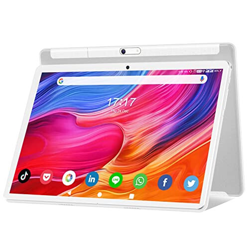 10.1 inch Android 12 Tablet, 2024 Latest Update, Octa-Core Processor, 64GB Storage, Dual 13MP+5MP Camera, WiFi, Bluetooth, GPS, 512GB Expand Support, IPS Full HD Display (Silver) - 1