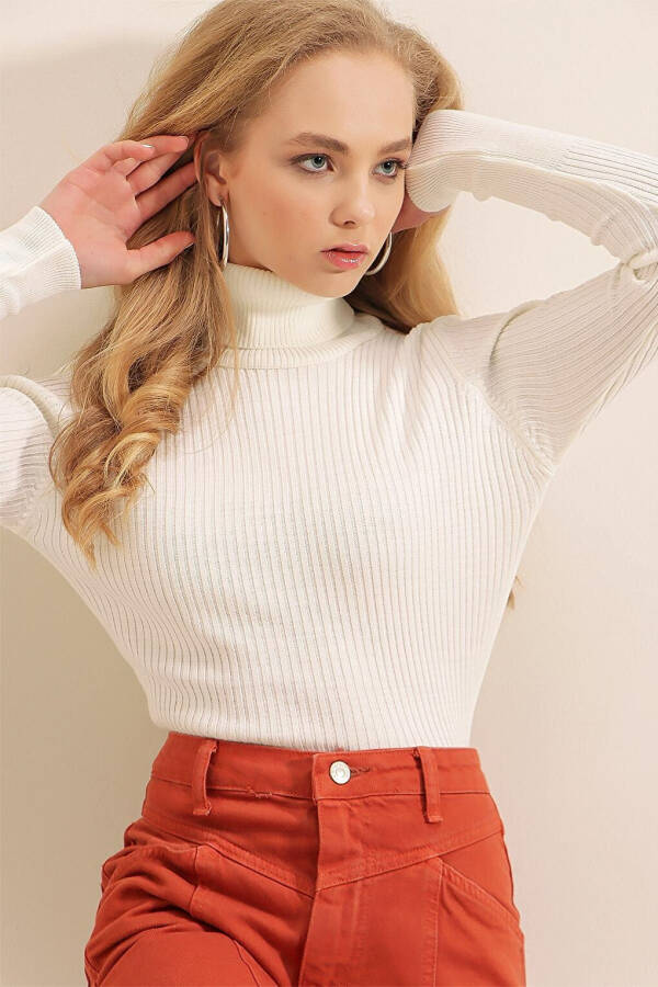 10311 Fisherman Collar Knit Sweater - White - 4