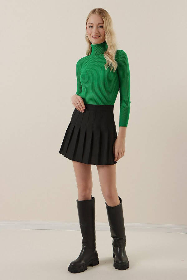 10311 Fisherman Neck Knit Sweater - D.Green - 2