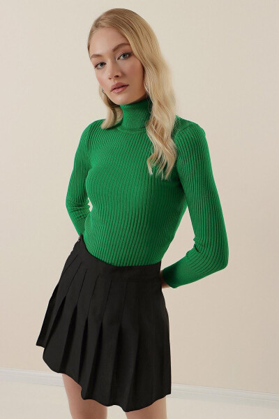 10311 Fisherman Neck Knit Sweater - D.Green - 4