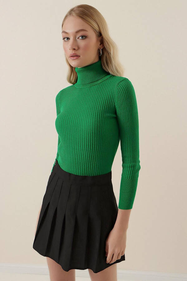 10311 Fisherman Neck Knit Sweater - D.Green - 5