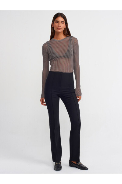 10355 Crew Neck Sheer Sweater - Charcoal - 19