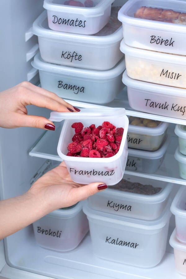 1046 16-Piece Labelled No Frost -25°c Deep Freezer Microwave Food Storage Container Set White - 10