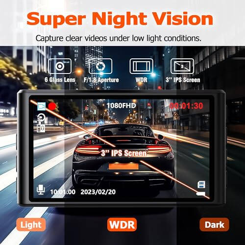 1080P Dash Cam Front and Rear with 32GB SD Card, Diamond Lark Dual Dash Camera for Cars, 3” IPS Display Dashcam with Type-C Port,WDR,G-Sensor,Loop Recording,24H Time Lapse Parking Monitor,Night Vision - 4