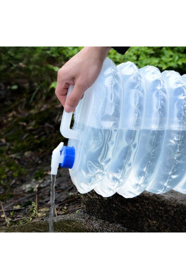 10L Foldable Water Jug with Tap, Accordion Water Carafe with Spout Plastic Picnic Camping - 2