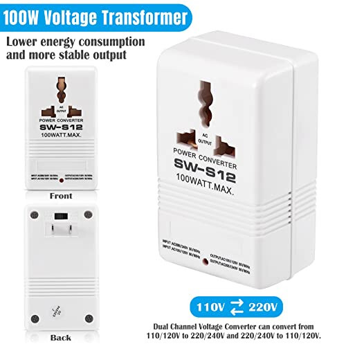 110V to 220V Step Up & Down Power Voltage Converter Watt Transformer for Travel - 2