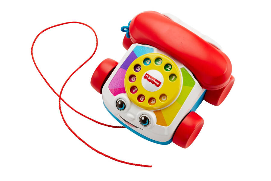 12 oylikdan katta bolalar uchun aylanuvchi diskli Fisher-Price Chatter Telephone tortish o'yinchoq telefoni - 5