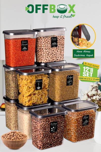 12 Piece 24 Part 2 Liter Rectangular Food Legumes Storage Container Set with 20 Labels Gift - 9