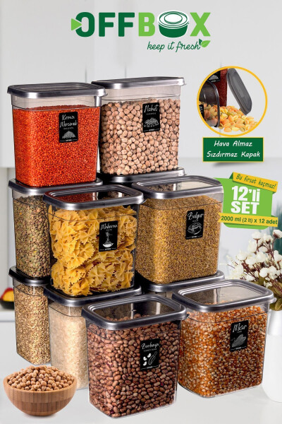 12 Piece 24 Part 2 Liter Rectangular Food Legumes Storage Container Set with 20 Labels Gift - 3