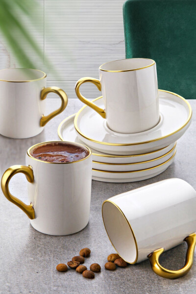 12 Piece 6 Person Miray Gold Gilt Coffee Cup Set - Coffee Cup Set 105ml - 2