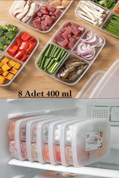 12-Piece Storage Set (8 x 400 ML) (4 x 1000 ML) 4-Compartment Meal Prep Portion Storage Containers - 7