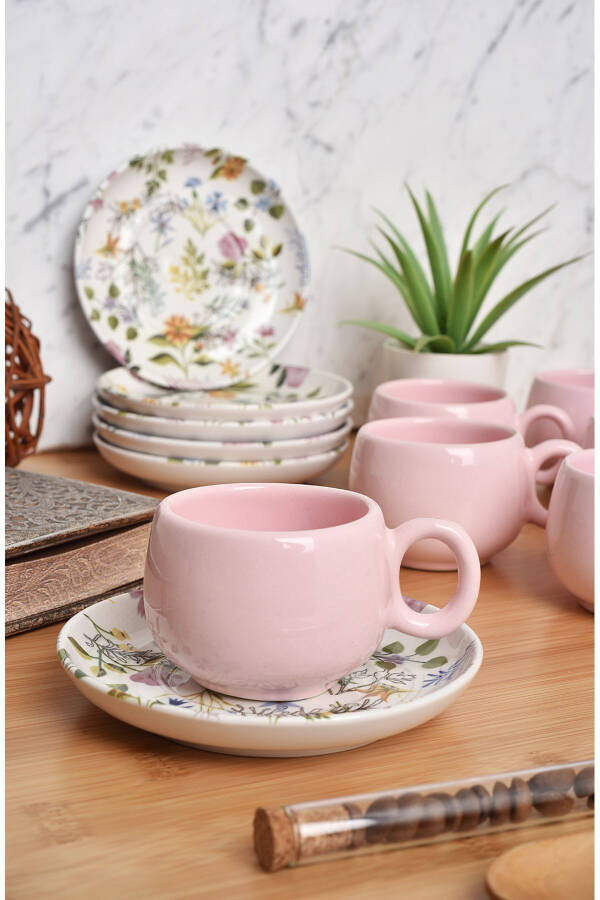 12 Piece Teacup Set | 6 Person Teacup Set | Flowers Chubby Model - 3