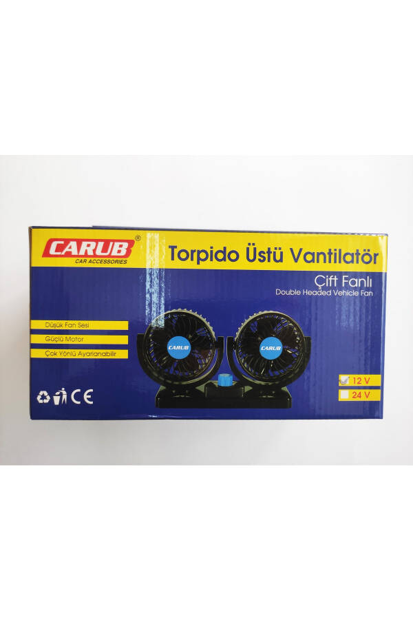 12 Volt Araç Içi Torpido Üstü Çift Fanlı Oto Vantilatör 360° Dönebilir - 4