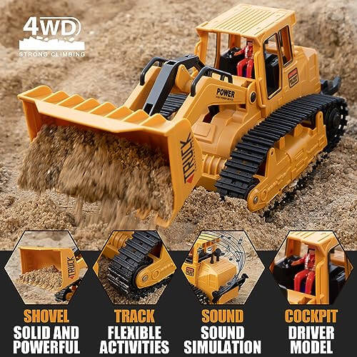 1/20 Construction Bulldozer Toy - Kids Toy Engineering Digger Truck, Remote Control Hydraulic Toy Car for 6 7 8 9 Year Old Boys Girls, Beginner Car Tractor Vehicle Birthday Gifts for Kids - 2