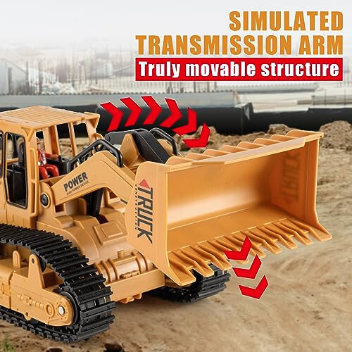 1/20 Construction Bulldozer Toy - Kids Toy Engineering Digger Truck, Remote Control Hydraulic Toy Car for 6 7 8 9 Year Old Boys Girls, Beginner Car Tractor Vehicle Birthday Gifts for Kids - 4