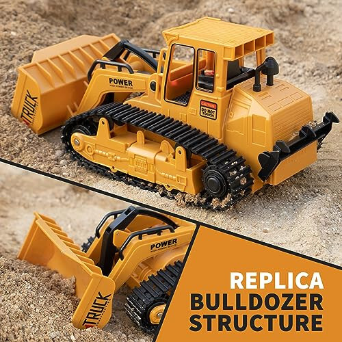 1/20 Construction Bulldozer Toy - Kids Toy Engineering Digger Truck, Remote Control Hydraulic Toy Car for 6 7 8 9 Year Old Boys Girls, Beginner Car Tractor Vehicle Birthday Gifts for Kids - 5