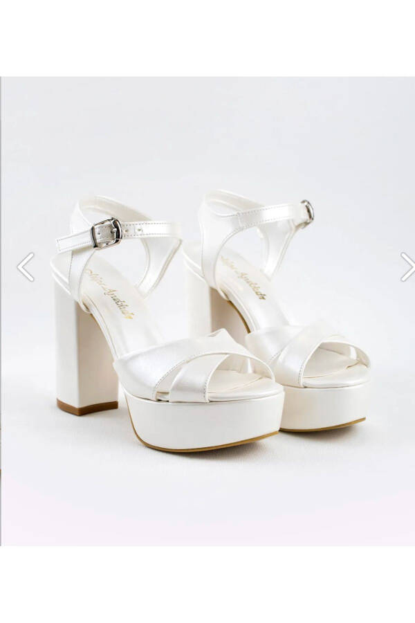 12cm Off-White Mother-of-Pearl Leather Bridal Shoes, Running Guarantee, Non-Slip Sole, Very Light - 3