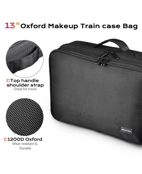 13'' Makeup Train Case Cosmetic Organized Bag Travel Storage Backpack Black - 3