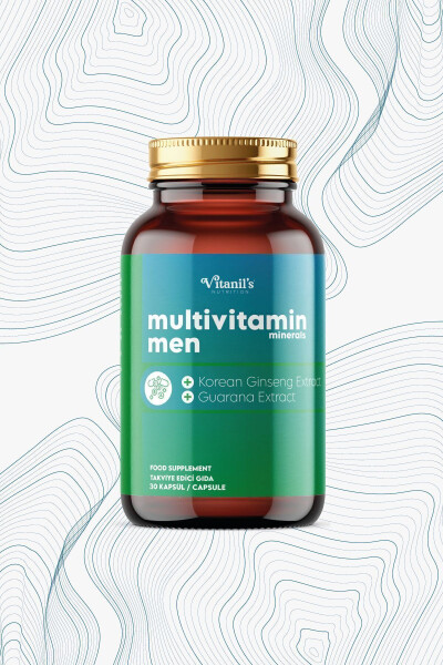 13 Tip Vitamin Mineral Multivitamin Mineraller Erkekler 30 Kapsül Kore Ginsengi & Guarana - 3