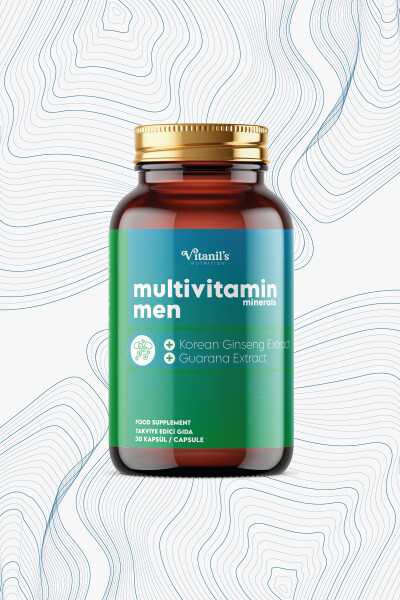 13 Tip Vitamin Mineral Multivitamin Mineraller Erkekler 30 Kapsül Kore Ginsengi & Guarana - 6