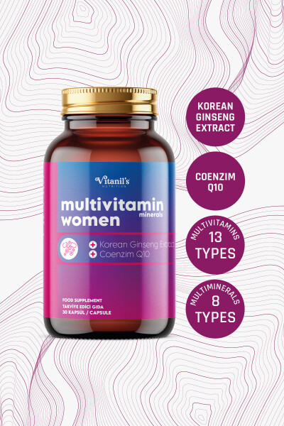 13 Tip Vitamin Mineral Multivitamin Mineraller Kadın 60 Kapsül Kapsül Kore & Koenzim Q10 Ekstresi - 5