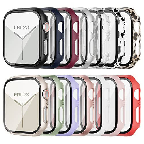 14 Pack Apple Watch Case with Tempered Glass Screen Protector for Apple Watch SE 44mm Series 6/5/4, Anotch Full Coverage Hard PC Protective Cover HD Ultra-Thin Guard Bumper for iWatch 44mm Accessories - 8