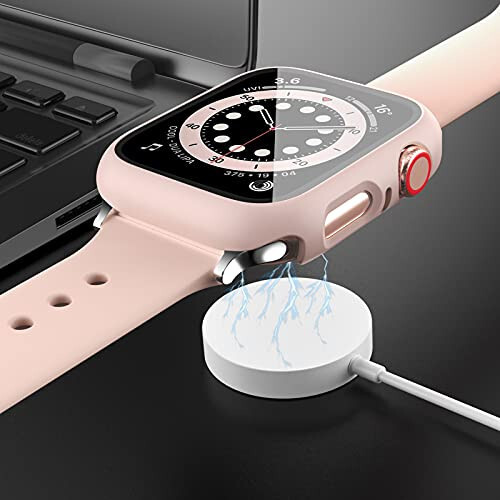 14 ta Apple Watch korpusi Temperlangan oyna ekran himoyachisi bilan Apple Watch SE 44 mm Series 6/5/4 uchun, Anotch To'liq qoplama qattiq PC himoya qopqog'i HD Ultra ingichka himoya bamperi iWatch 44 mm Aksessuarlar - 5