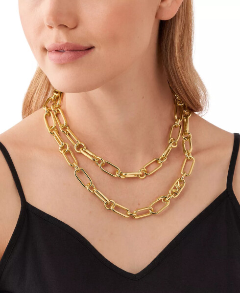 14K Gold Plated Empire Chain Double Layer Necklace Gold - 3