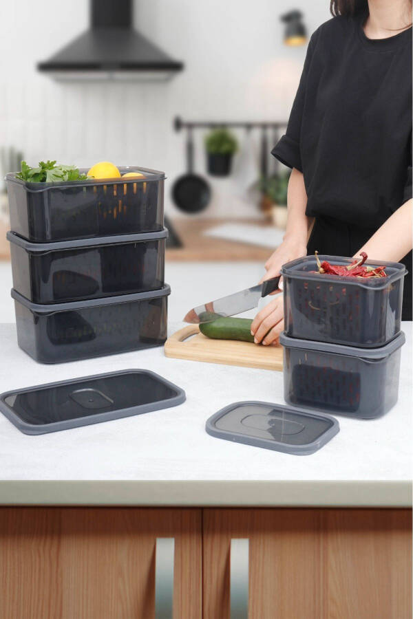 15 Piece Fresh Anthracite Filtered Fridge Storage Set - 6