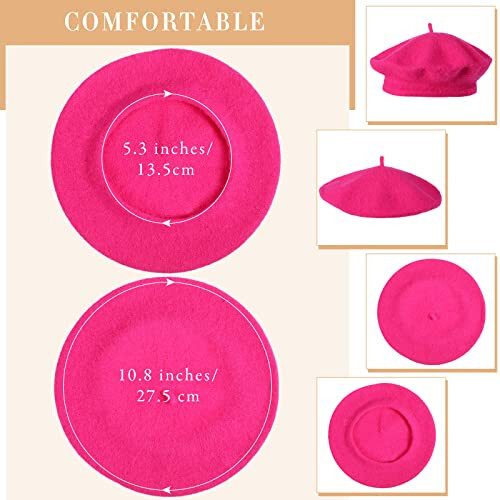 15 Pieces Women Wool Beret Hat Wool French Beret Hat Artist Beret Cap Winter Solid Color Hat for Women Girls (Elegant Color) - 3