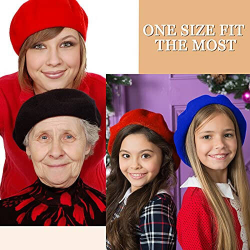 15 Pieces Women Wool Beret Hat Wool French Beret Hat Artist Beret Cap Winter Solid Color Hat for Women Girls (Multiple Color) - 4