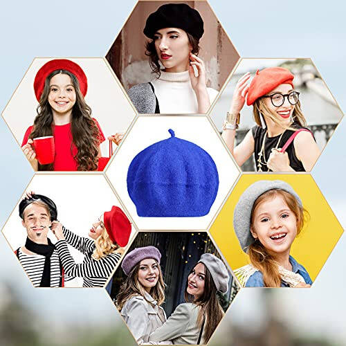 15 Pieces Women Wool Beret Hat Wool French Beret Hat Artist Beret Cap Winter Solid Color Hat for Women Girls (Multiple Color) - 5