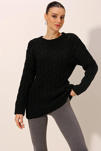 15849 Thick Knit Wool Sweater - Black - 1