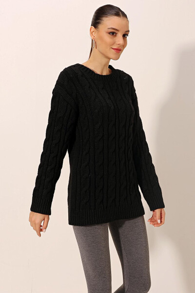 15849 Thick Knit Wool Sweater - Black - 3