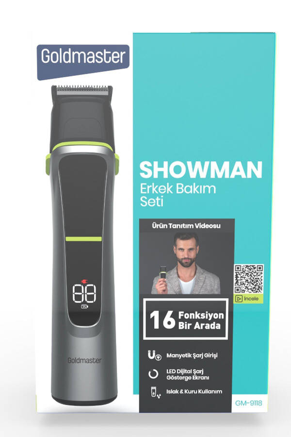 16 in 1 Men's Grooming Set, Digital LED Display, Magnetic Charging Shaver for Hair, Beard and Body - 8