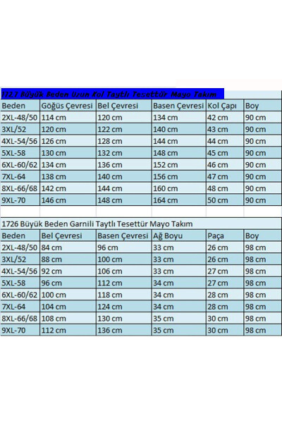 1729 Büyük Beden Uzun Kol Taytlı Tesettür Mayo Takım - Aqua Mavi - 2