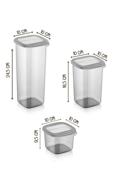 18-Piece Labelled Square Food Storage Container Set x6 (550ml-1200ml-1750ml) Hard Lidded Jar - 2